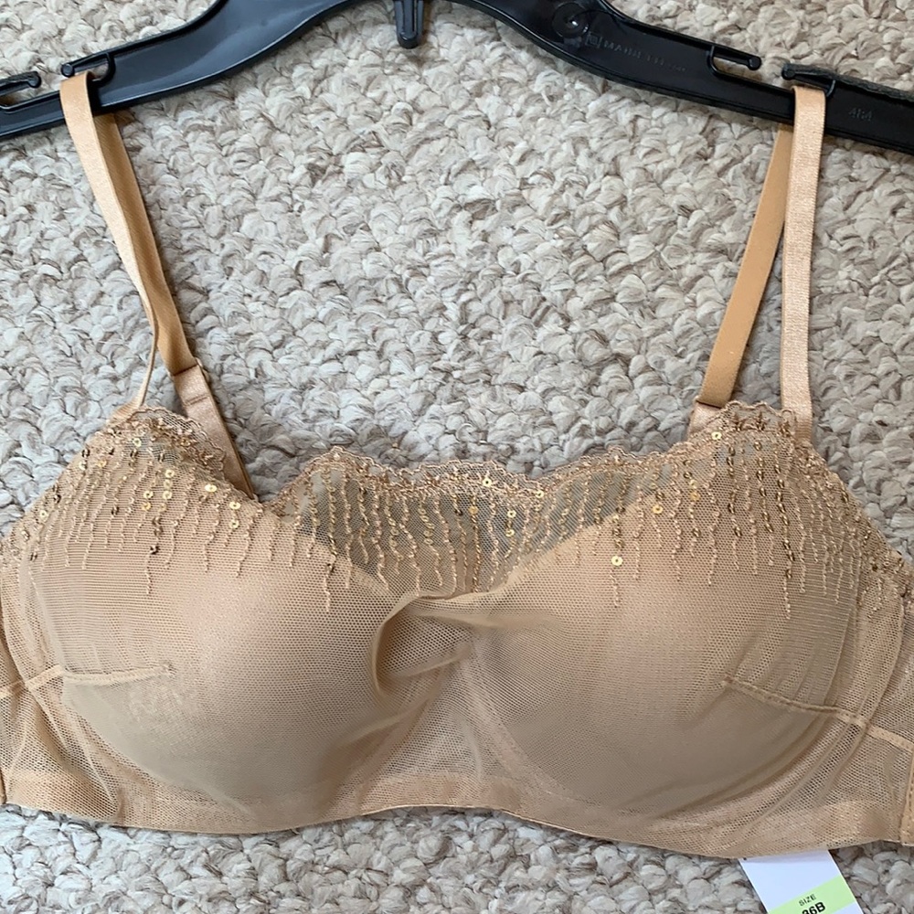 NWT NATORI PRIVATE LUXURIES BRA MESH SEQUINS 36B